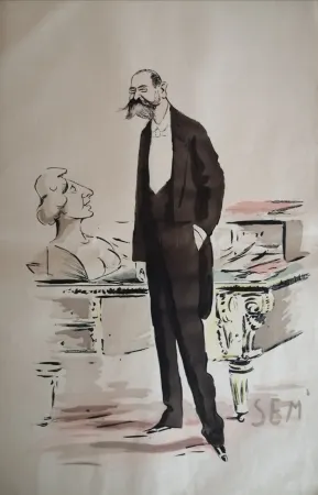 Litografía Goursat - SEM - Caricature Album Marseillais