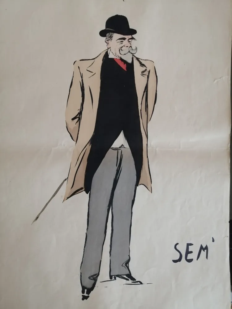 Litografía Goursat - SEM - Caricature Album Marseillais