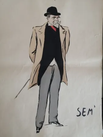 Litografía Goursat - SEM - Caricature Album Marseillais