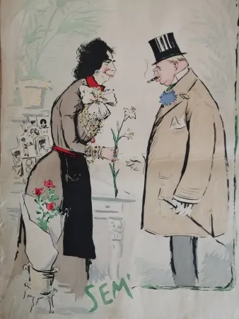 Litografía Goursat - SEM - Caricature Album Marseillais