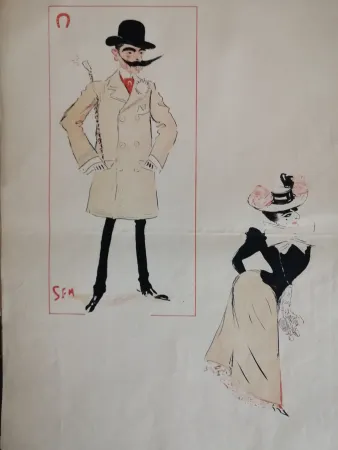 Litografía Goursat - SEM - Caricature Album Marseillais