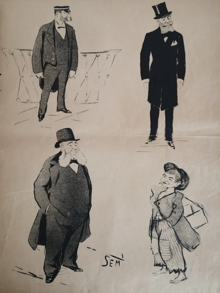 Litografía Goursat - SEM - Caricature Album Marseillais