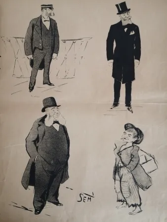 Litografía Goursat - SEM - Caricature Album Marseillais