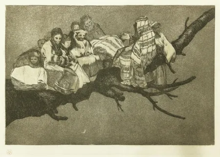 Aguafuerte Goya - Andarse Po Las Ramas; Disparate Ridiculo, (plate 3 from Los Proverbios)