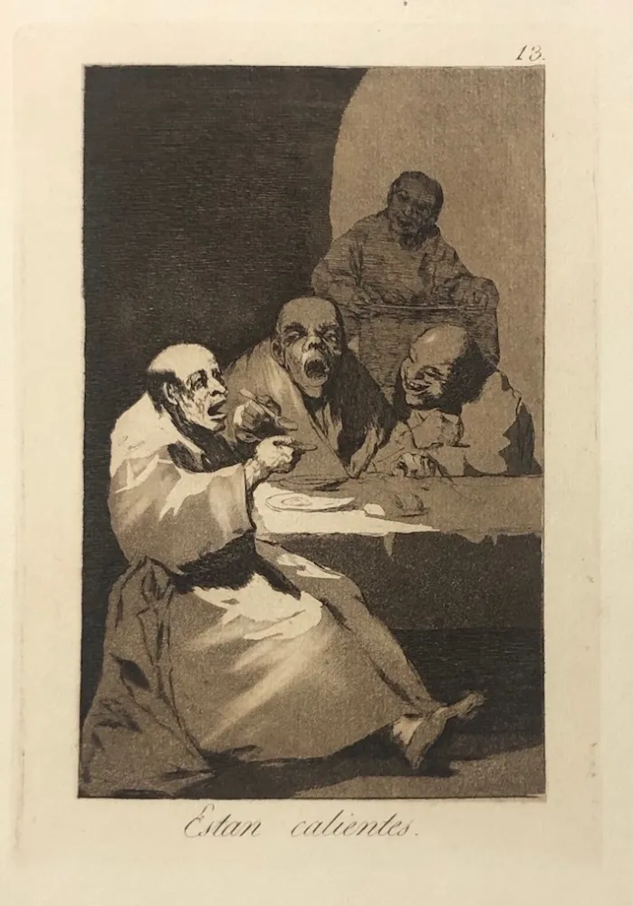 Aguafuerte Goya - Capricho 13. Están calientes