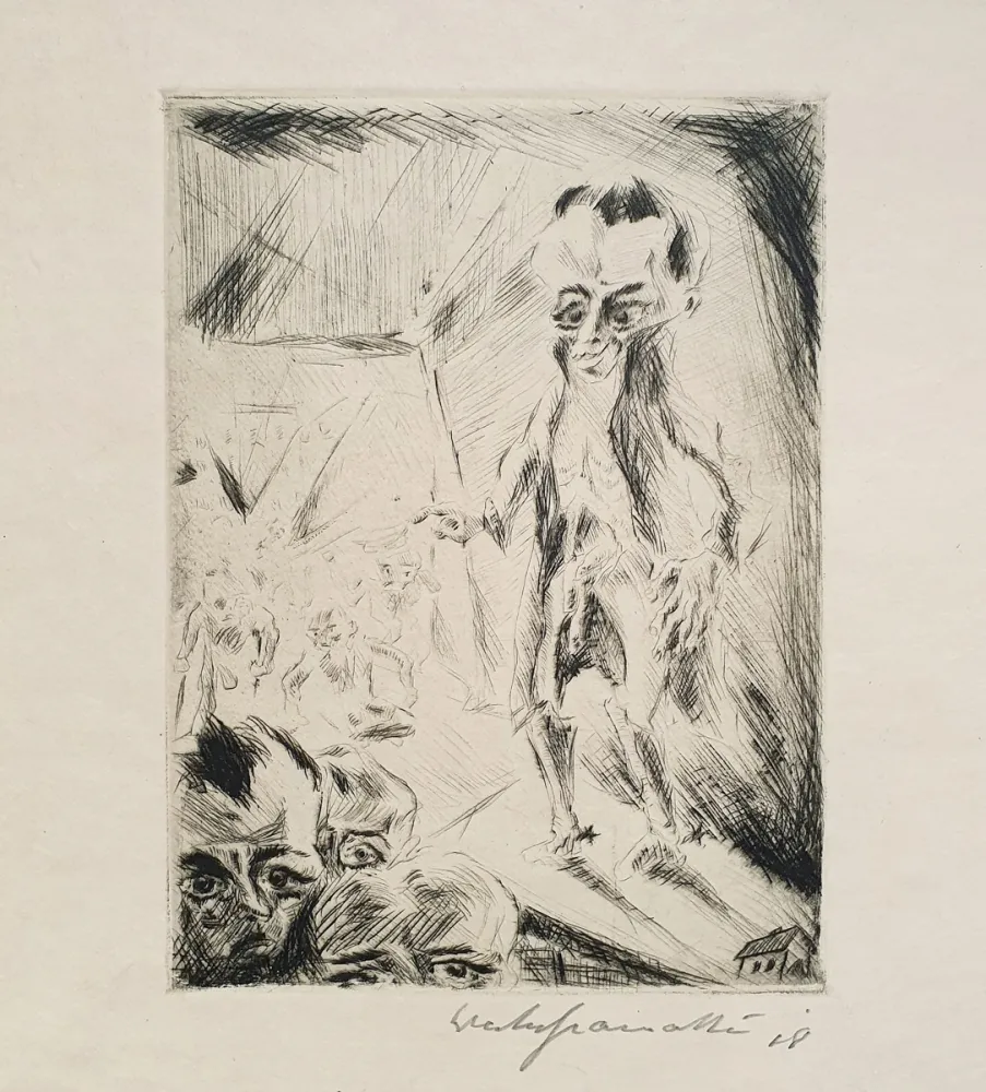 Grabado Gramatté - Szene im Café mit den Krüppeln (Scene in the café with the cripples)