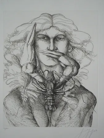 Aguafuerte Grass - Personnage à l'écrevisse