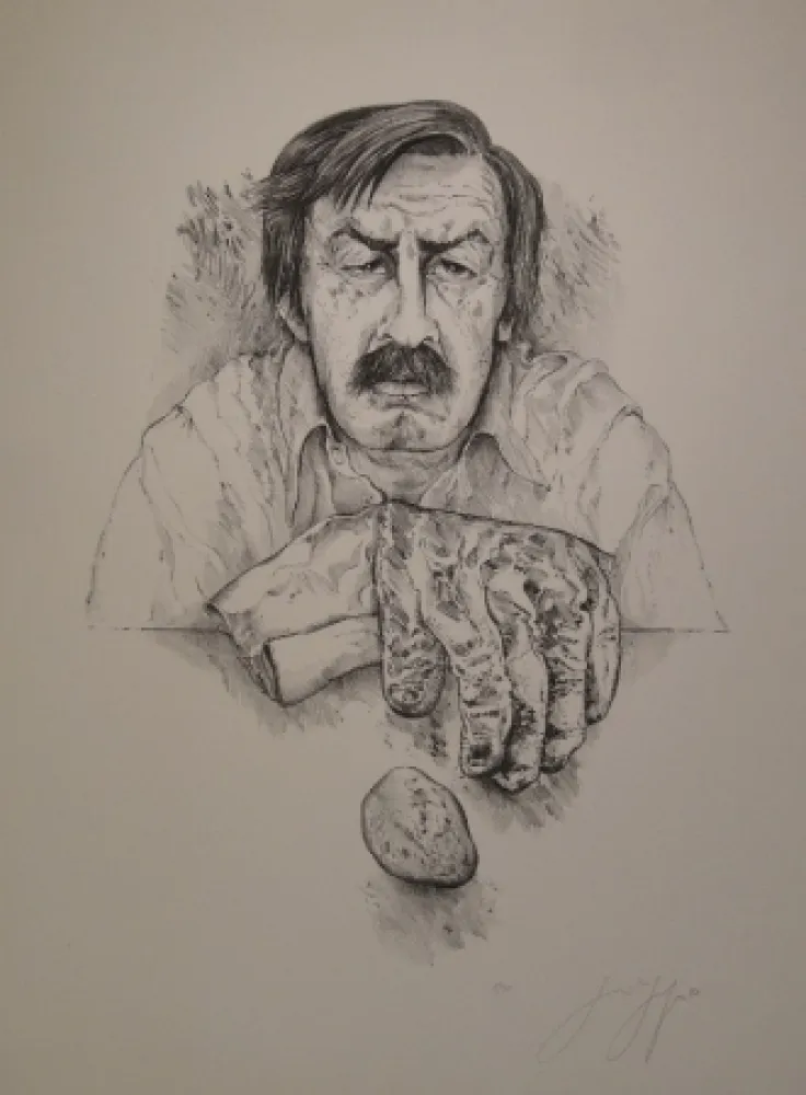 Litografía Grass - Selbst mit Handschuh und Stein