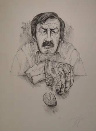 Litografía Grass - Selbst mit Handschuh und Stein