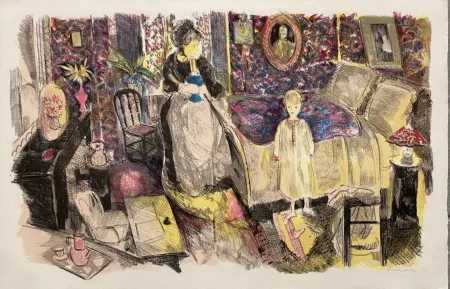 Litografía Grau Sala - Le petit ami