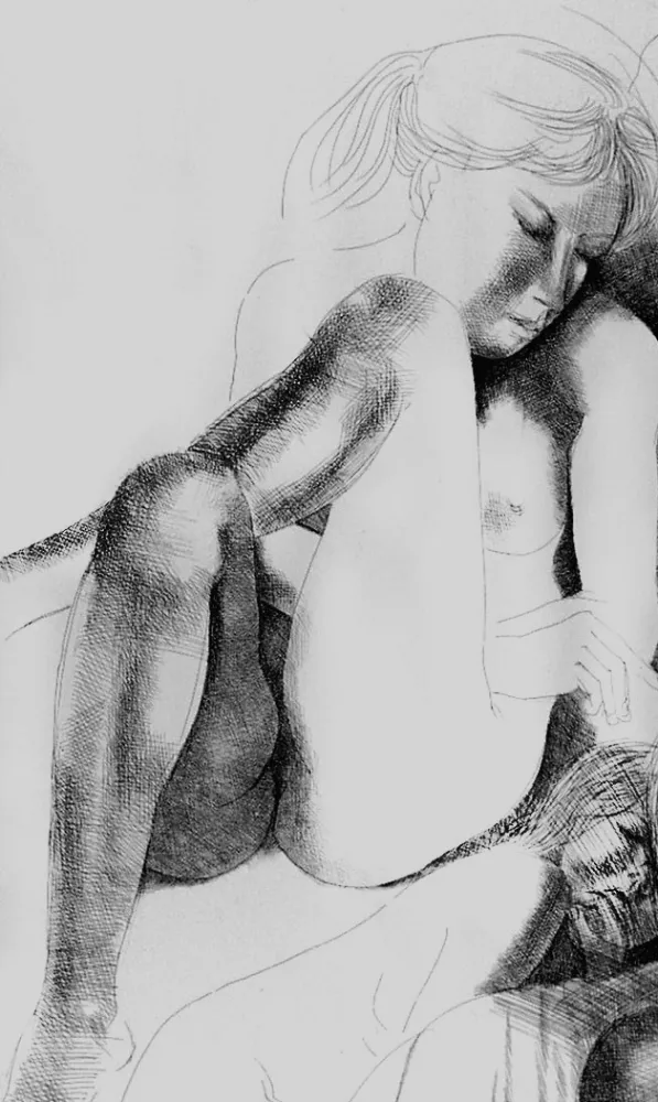 Aguafuerte Greco - Nudo seduto