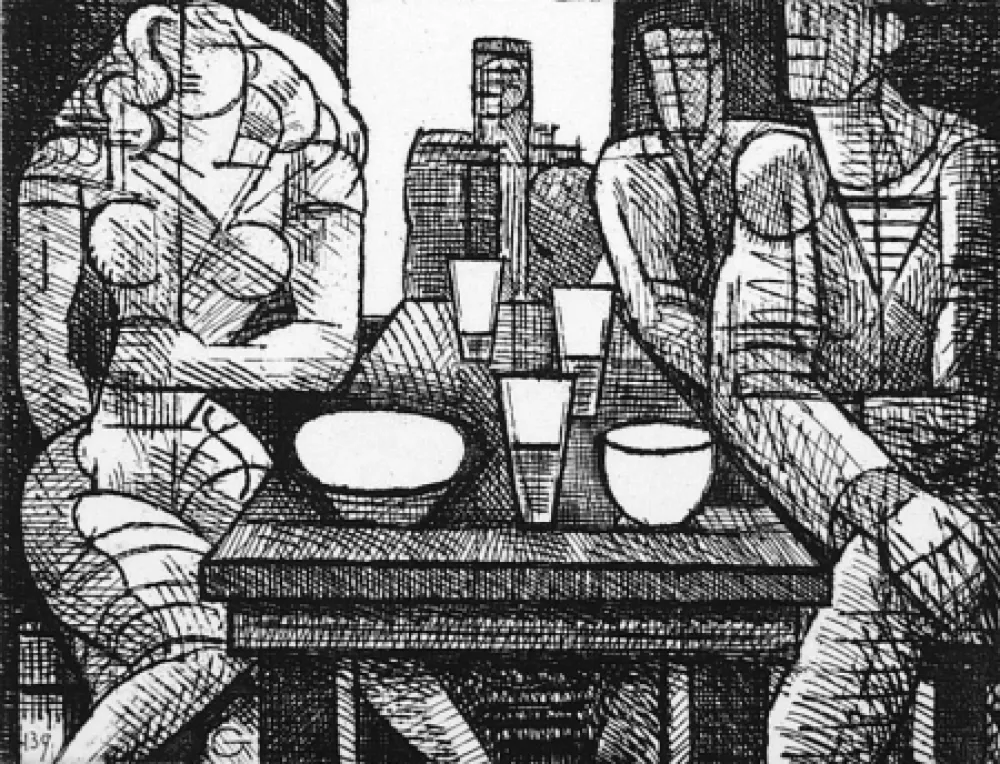 Aguafuerte Gromaire - Estaminet