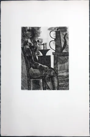 Grabado Gromaire - Femme à la cafetière (Chacographie du Louvre)