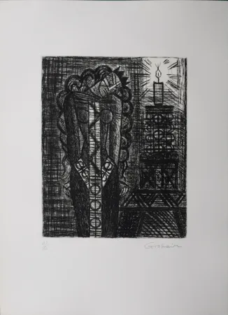 Litografía Gromaire - Folie de la Reine, 1958