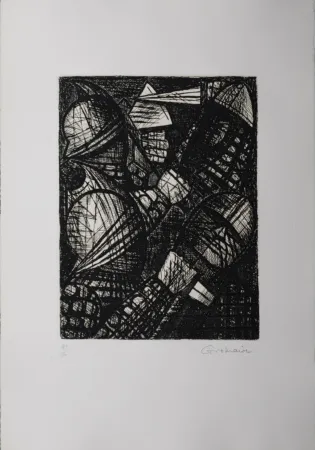 Aguafuerte Gromaire - Le combat, 1958