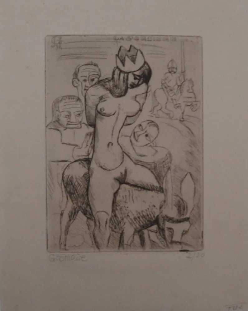 Grabado Gromaire - Sorcière sur un âne