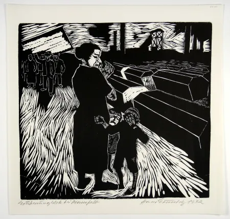 Grabado En Madera Grundig - Grubenunglück bei Mansfeld (Mining accident near Mansfeld)