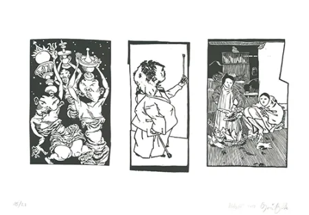 Linograbado Grützke - Bilder aus Bongs Stall