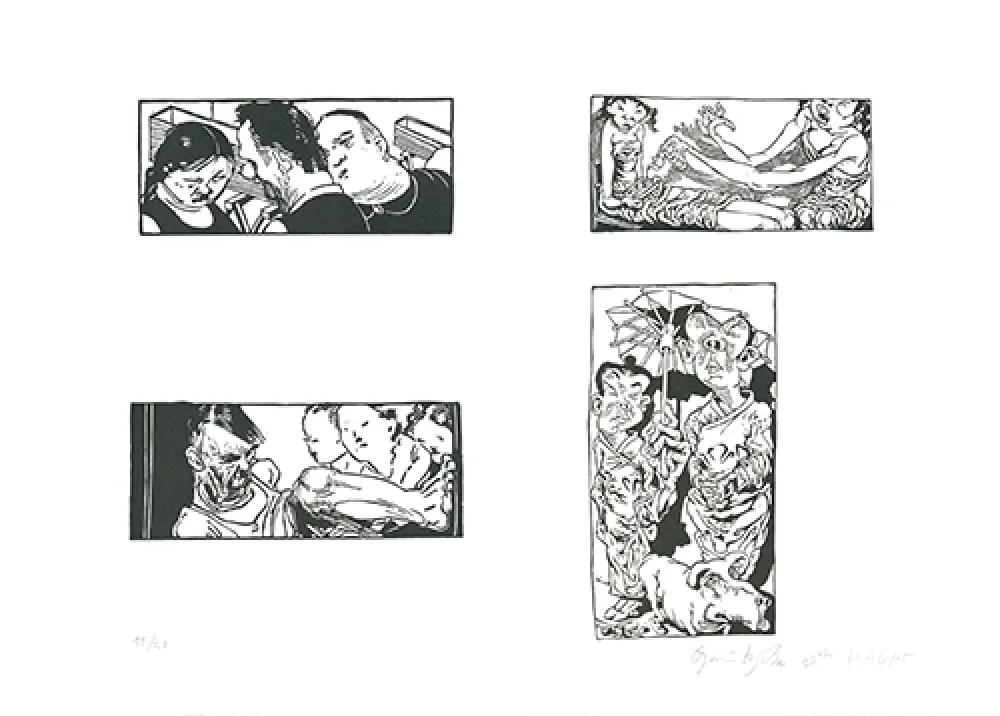 Linograbado Grützke - Bilder aus Bongs Stall