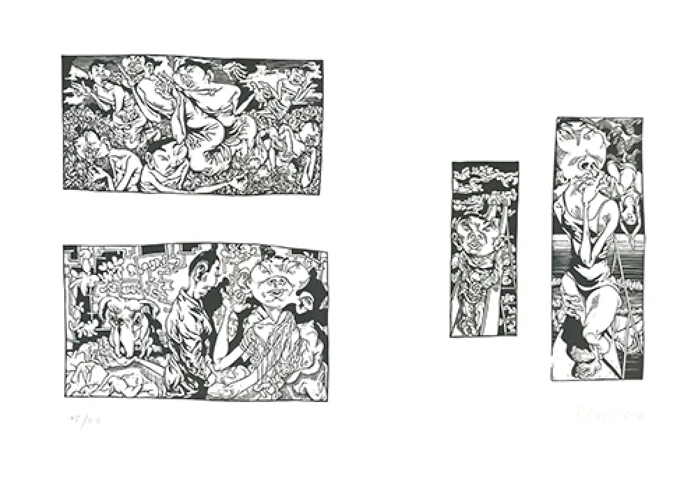 Linograbado Grützke - Bilder aus Bongs Stall