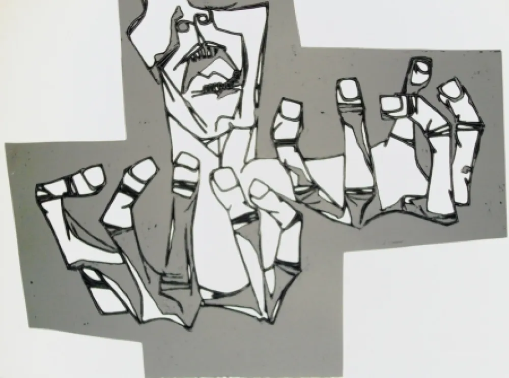 Grabado Guayasamin - Las manos de la ira