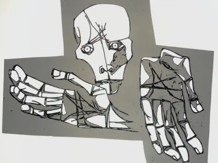 Grabado Guayasamin - Las manos desoladas