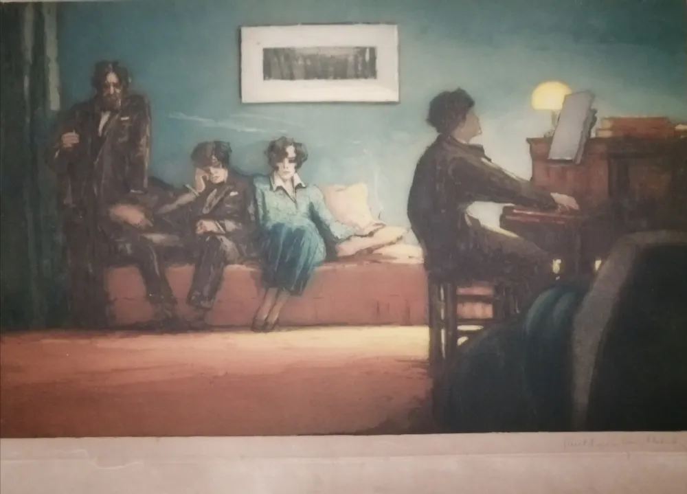 Aguatinta Guilbert - La leçon de piano