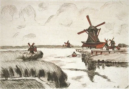 Grabado Guillaumin - En Hollande