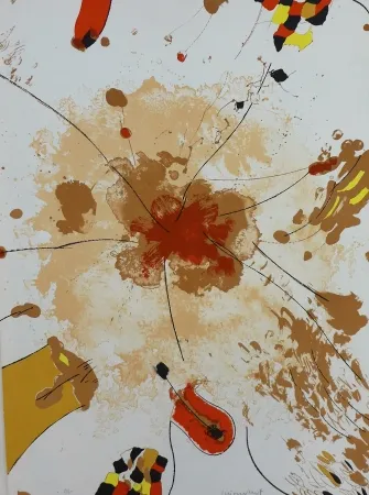 Litografía Guinovart - Com la roda