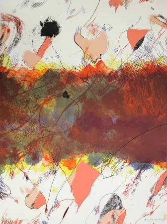 Litografía Guinovart - Entre dues roses