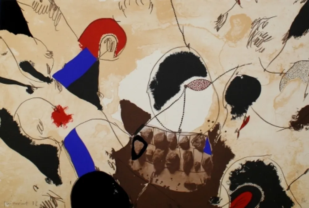 Litografía Guinovart - Pedres i dents