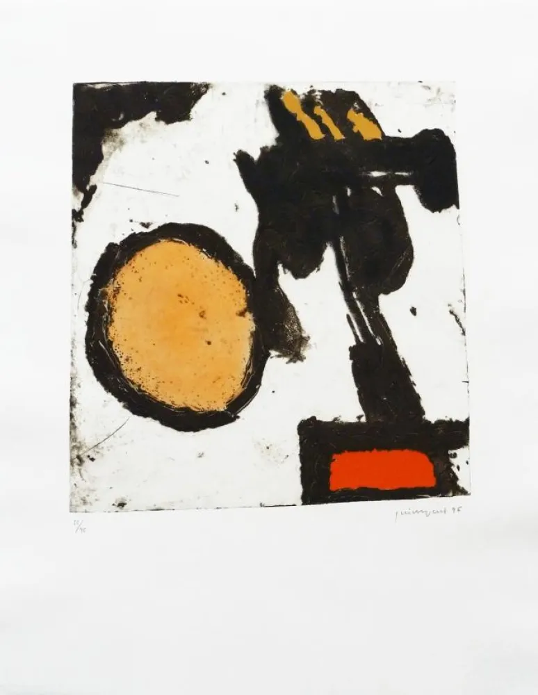 Grabado Guinovart - Sèpia i taronja