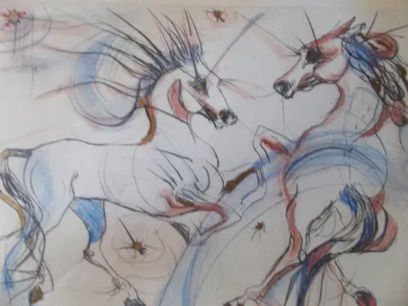 Grabado Guiny - Les chevaux de Jupiter