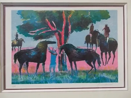 Litografía Guiramand - Les cavaliers