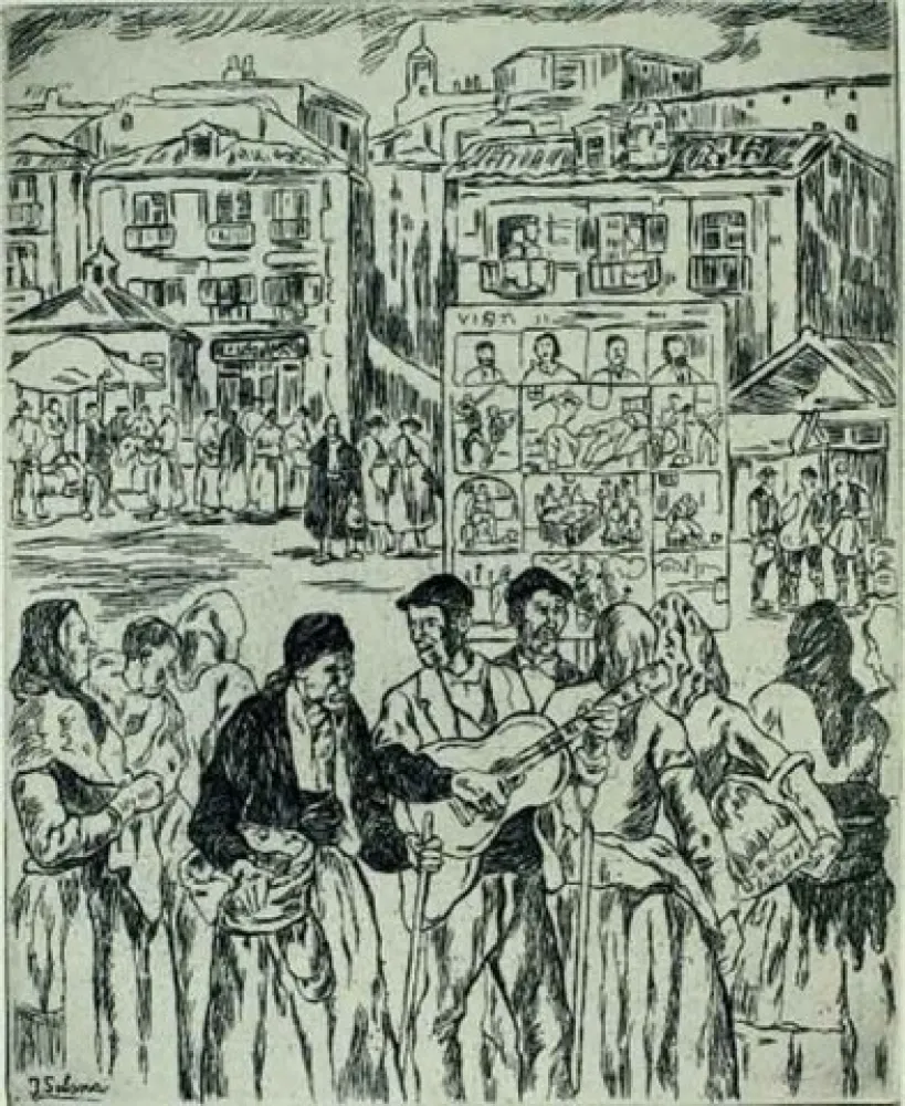 Aguafuerte Gutiérrez Solana  - El ciego de los romances