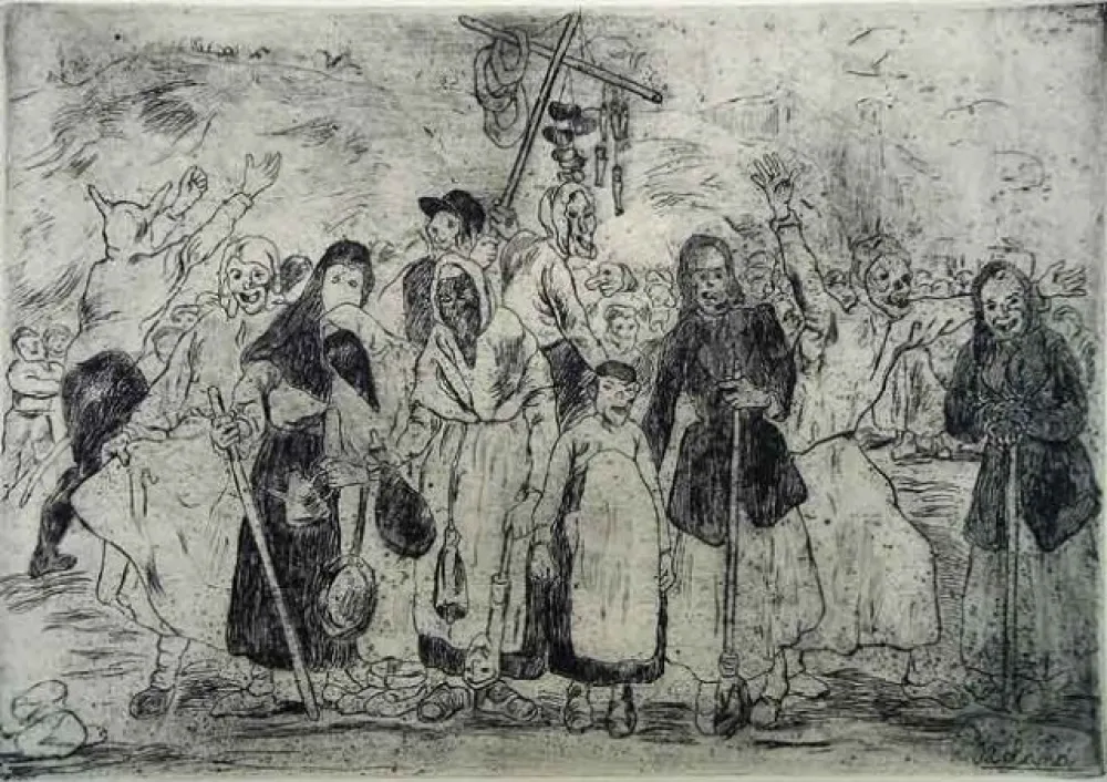 Aguafuerte Gutiérrez Solana  - Entierro de la sardina