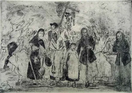 Aguafuerte Gutiérrez Solana  - Entierro de la sardina