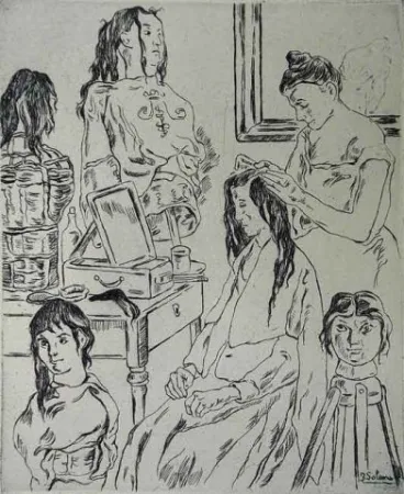 Aguafuerte Gutiérrez Solana  - La Peinadora