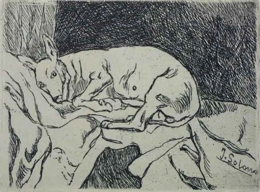 Aguafuerte Gutiérrez Solana  - La Perra del Pintor