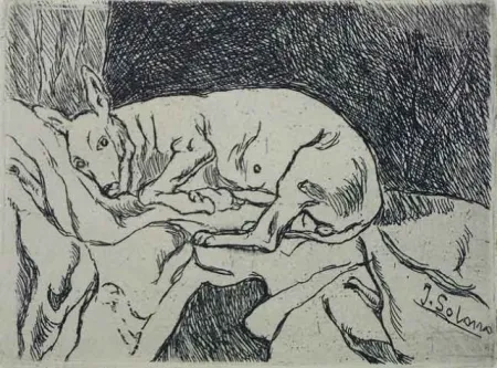 Aguafuerte Gutiérrez Solana  - La Perra del Pintor