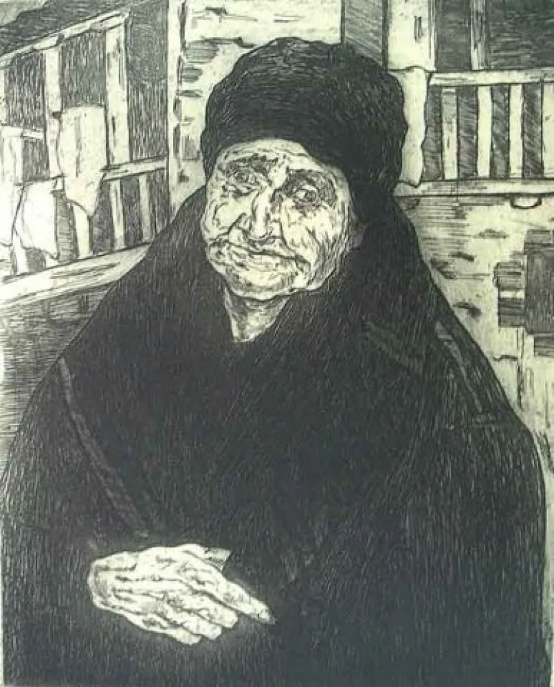 Aguafuerte Gutiérrez Solana  - Vieja montañesa