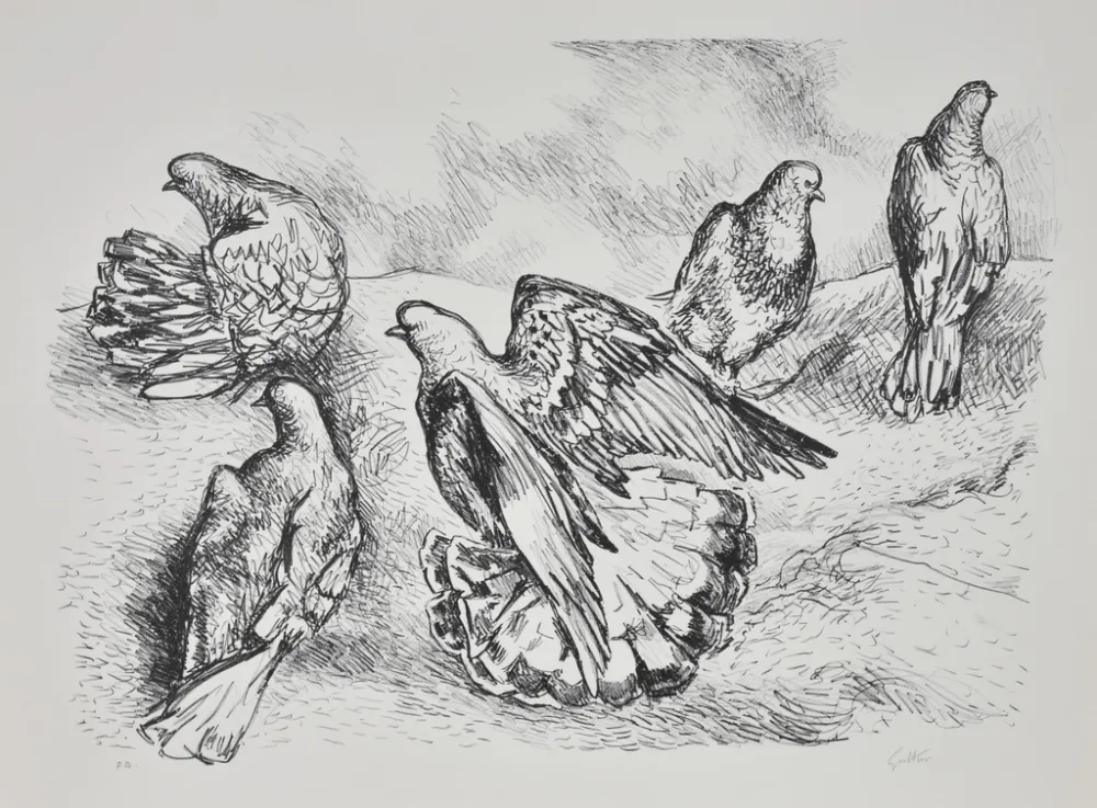 Litografía Guttuso - Colombe