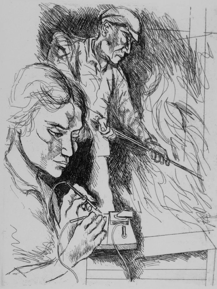 Aguafuerte Guttuso - Il lavoro II