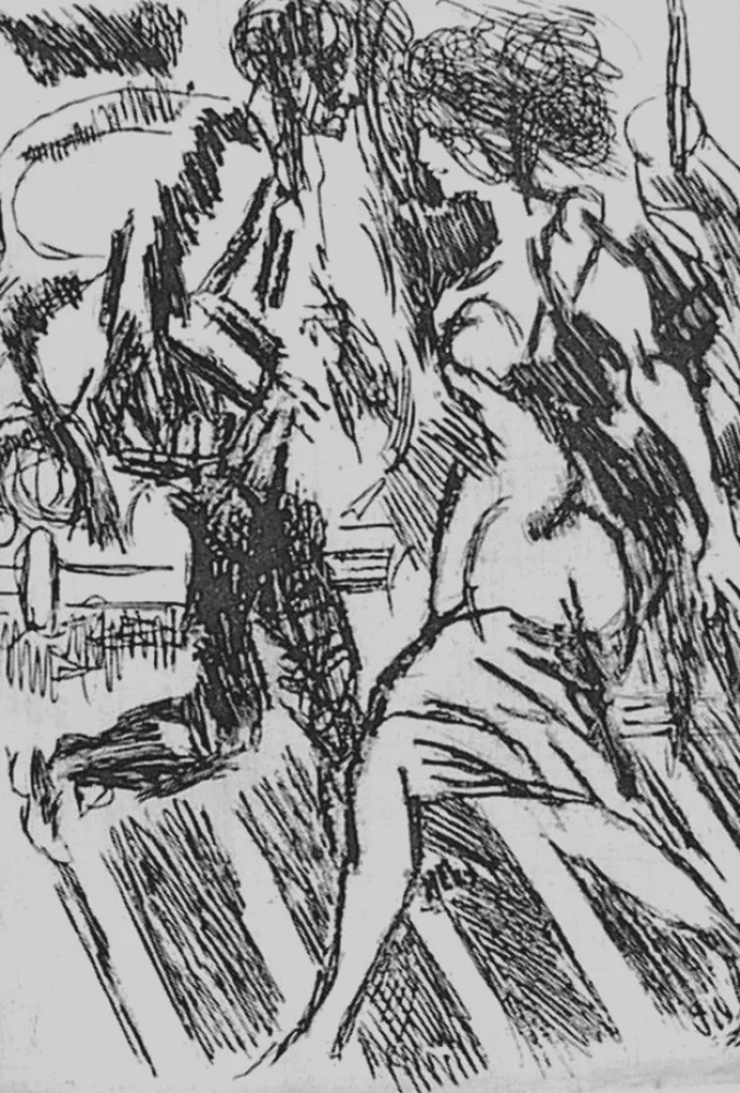 Aguafuerte Guttuso - Nella strada