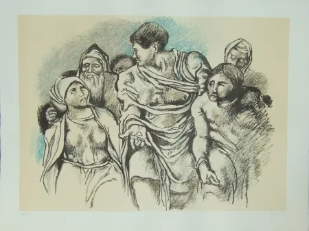 Litografía Guttuso - Omaggio a Michelangelo