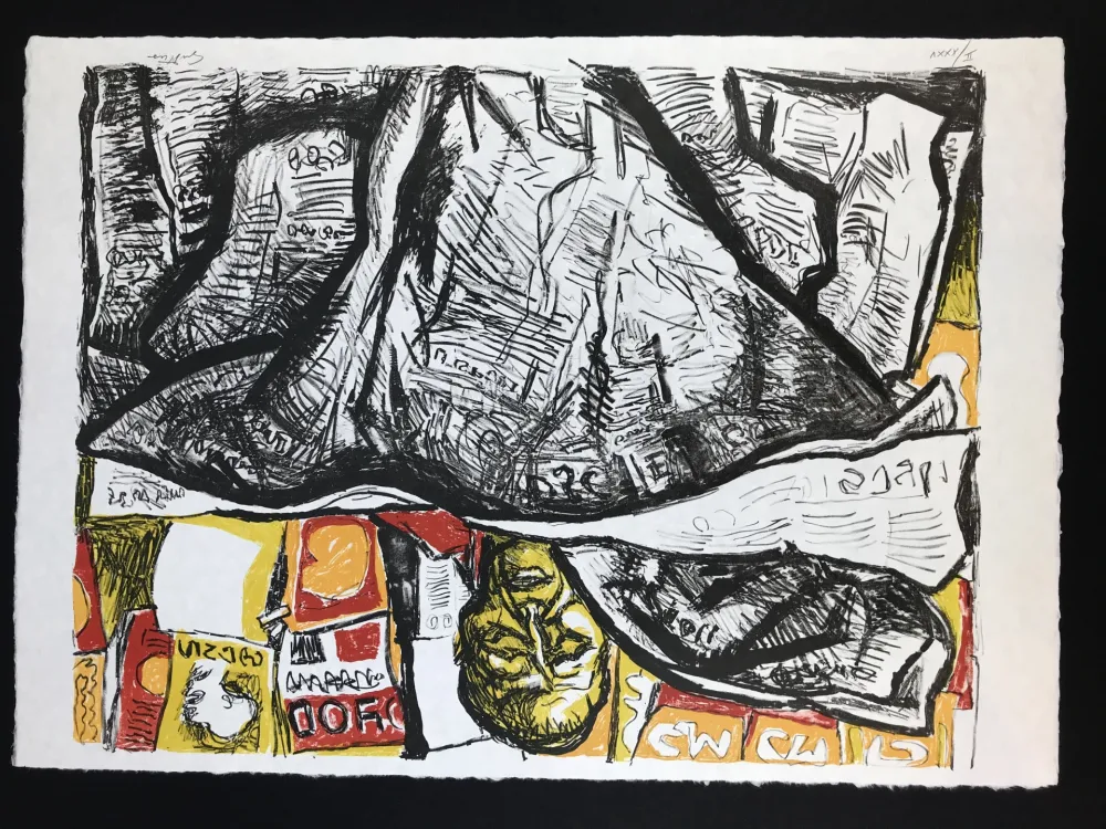 Litografía Guttuso - Uomo con Giornale