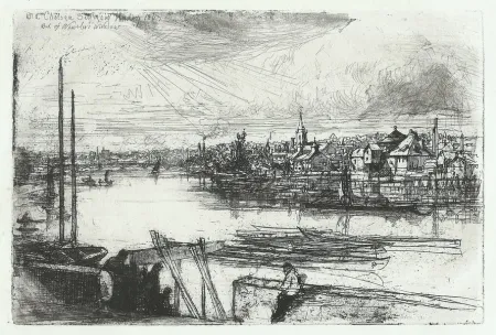 Grabado Haden - Battersea Reach