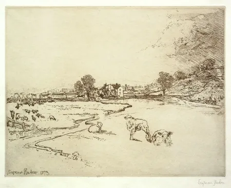 Grabado Haden - Sawley Abbey