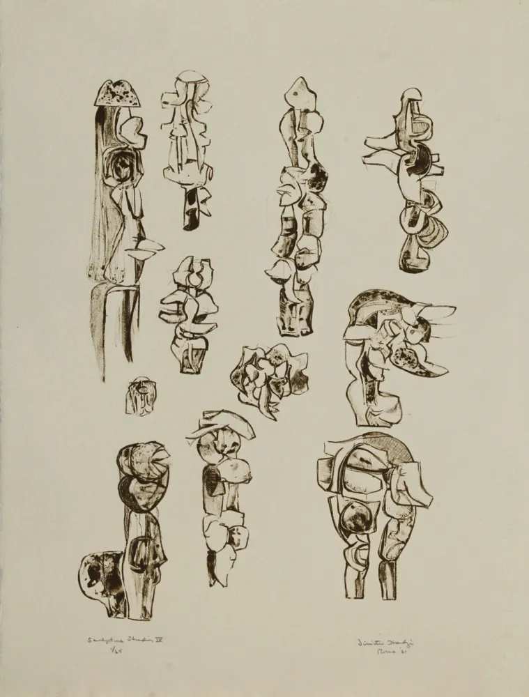 Litografía Hadzi - Sculpture Studies IV