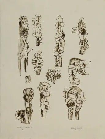 Litografía Hadzi - Sculpture Studies IV